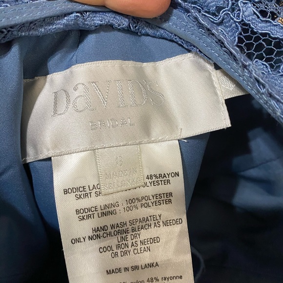 David’s bridal blue floor length bridesmaid dress - Picture 4 of 4